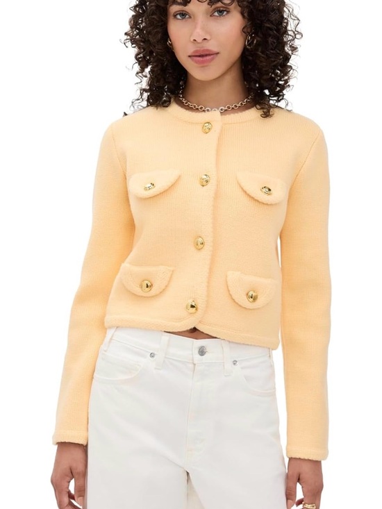 English Factory Sweaters - English Factory Button-Front Cropped Cardigan butter yellow XS NWT